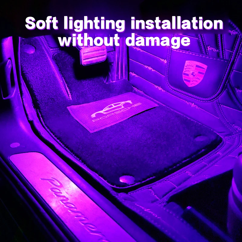 Luz LED ambiental para pie de coche, luz nocturna RGB con USB, iluminación de ambiente de neón, lámpara ambiental Interior para coche, luz decorativa de ambiente - imagen 2