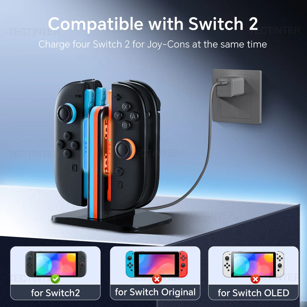 Estación de carga 4 en 1 para Nintendo Switch 2, soporte de cargador rápido JoyCon para controlador NS Switch 2, accesorios para mando - imagen 3