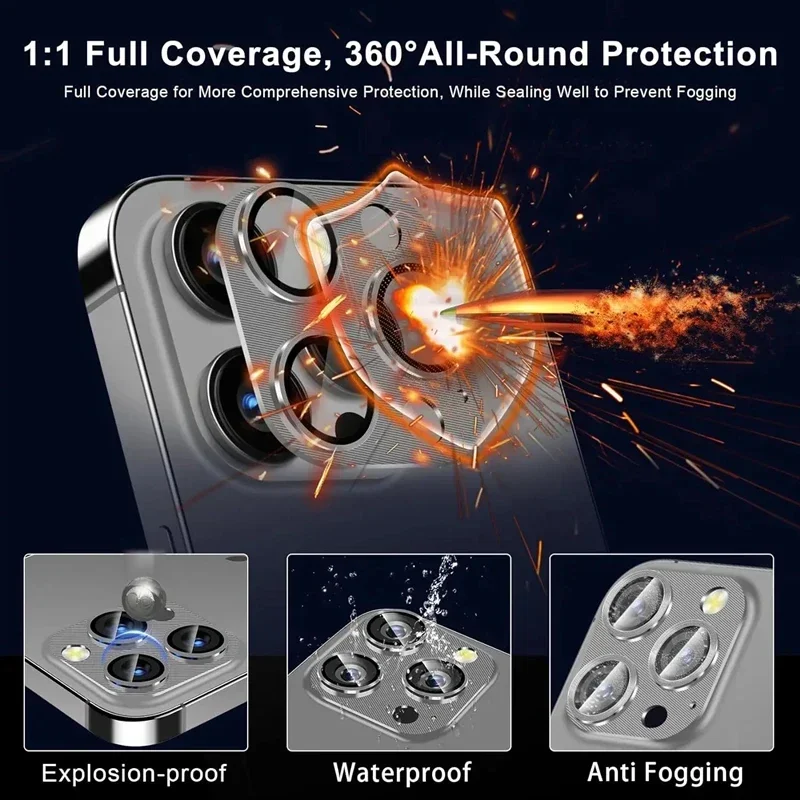 Protector de lente de cámara de Metal para iPhone 14, 11, 12, 13, 15 Pro Max, película protectora de lente trasera para iPhone 15 14 Plus 12 13 Mini - imagen 3