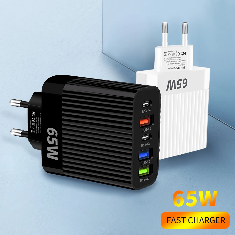 Total 120W USB cargador rápido tipo C adaptador de carga rápida carga rápida 3,0 para iPhone 16 Samsung Xiaomi Huawei USB C cargador de pared