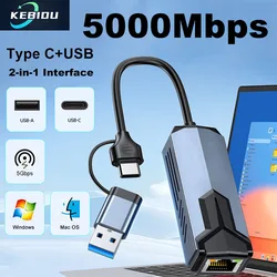 Adaptador USB-C a RJ45 5Gbps – Chipset RTL81527 para MacBook y NAS