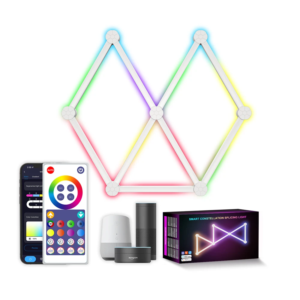 TuYa-Lámpara de pared inteligente LED con WIFI, barra USB de 5V, luz nocturna de ambiente DIY, música, ritmo para retroiluminación de TV, decoración de juegos de dormitorio - imagen 4