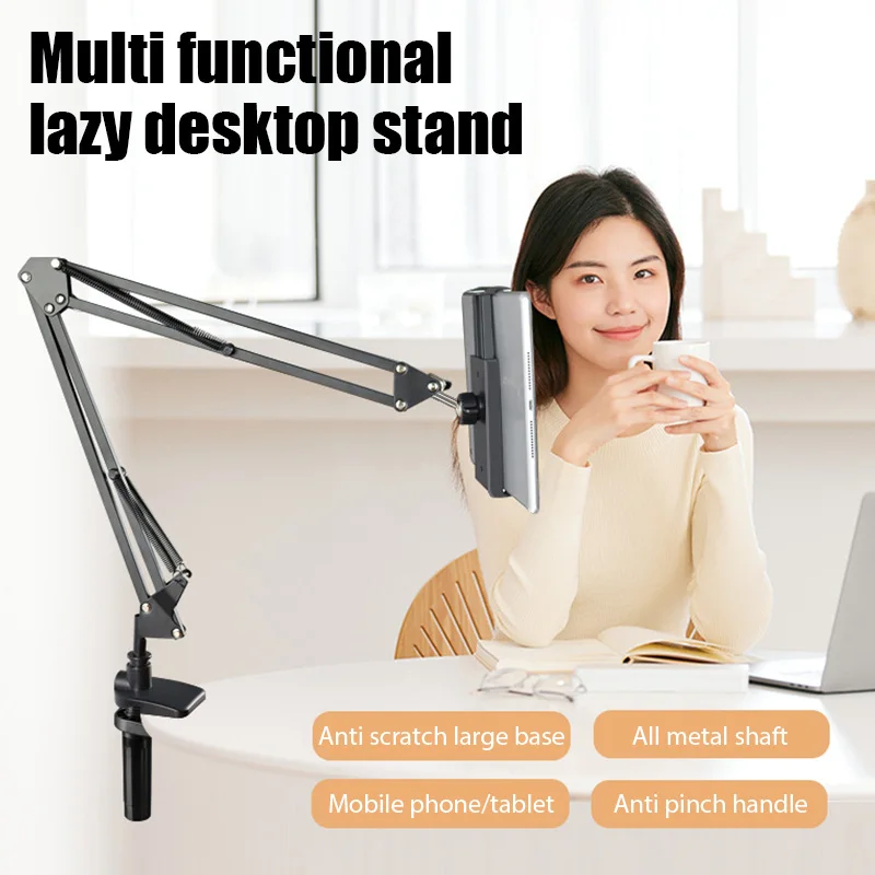Soporte de Metal mejorado para tableta y teléfono, brazo largo, Clips para cama, escritorio, soporte perezoso, soporte para iPad, nuevo - imagen 4
