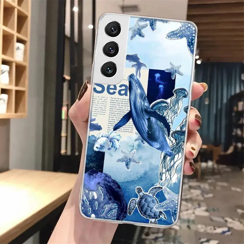 Funda de teléfono con llamada de silicona, estrella de mar, tortuga marina, tiburón, para Samsung Galaxy S23 S24 S25 Ultra S21 Plus S20 FE S22 S10 + Edge Cove - imagen 4