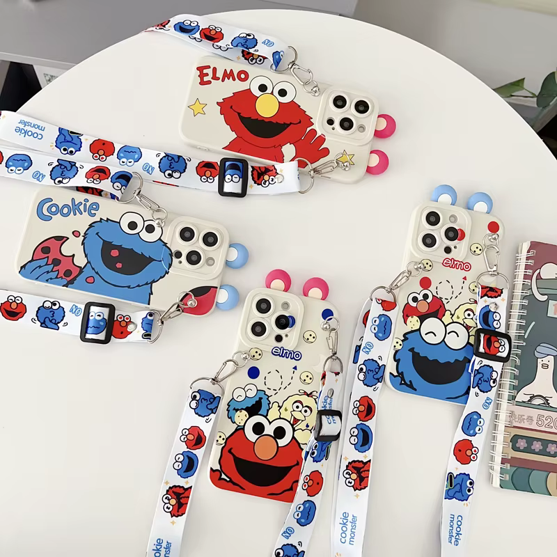 Para Samsung Galaxy A17 A07 A16 A06 A26 A56 A04E A05 A05s A15 A25 A35 A55 funda ELMO con cuerda de soporte - imagen 3