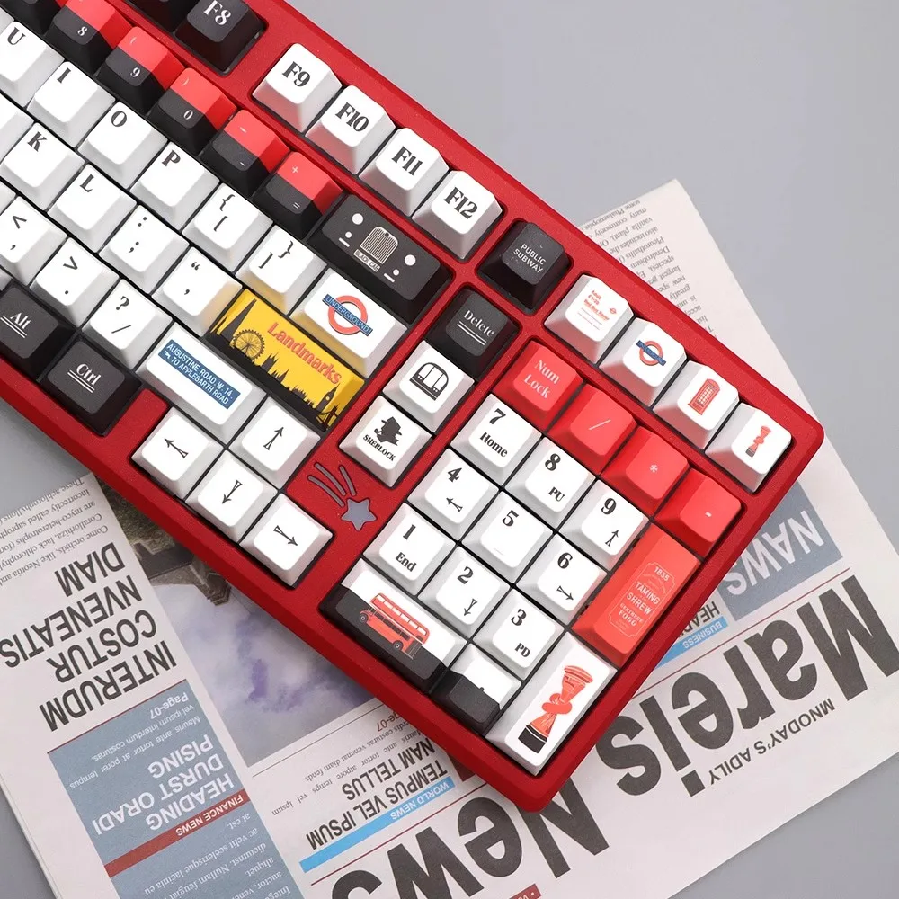 Juego de 155 teclas JSJT, teclas con tema de Londres, teclas con subcama de tinte PBT, perfil de cereza, teclas a prueba de luz para Wooting ND63 HI75 QK80 87 - imagen 2