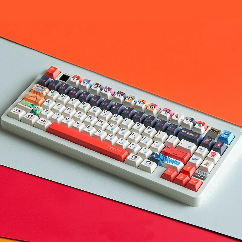 130 teclas/juego Pokemon Poké Ball Keycap Chreey altura PBT sublimación Teclado mecánico personalizar DIY lado translúcido regalo