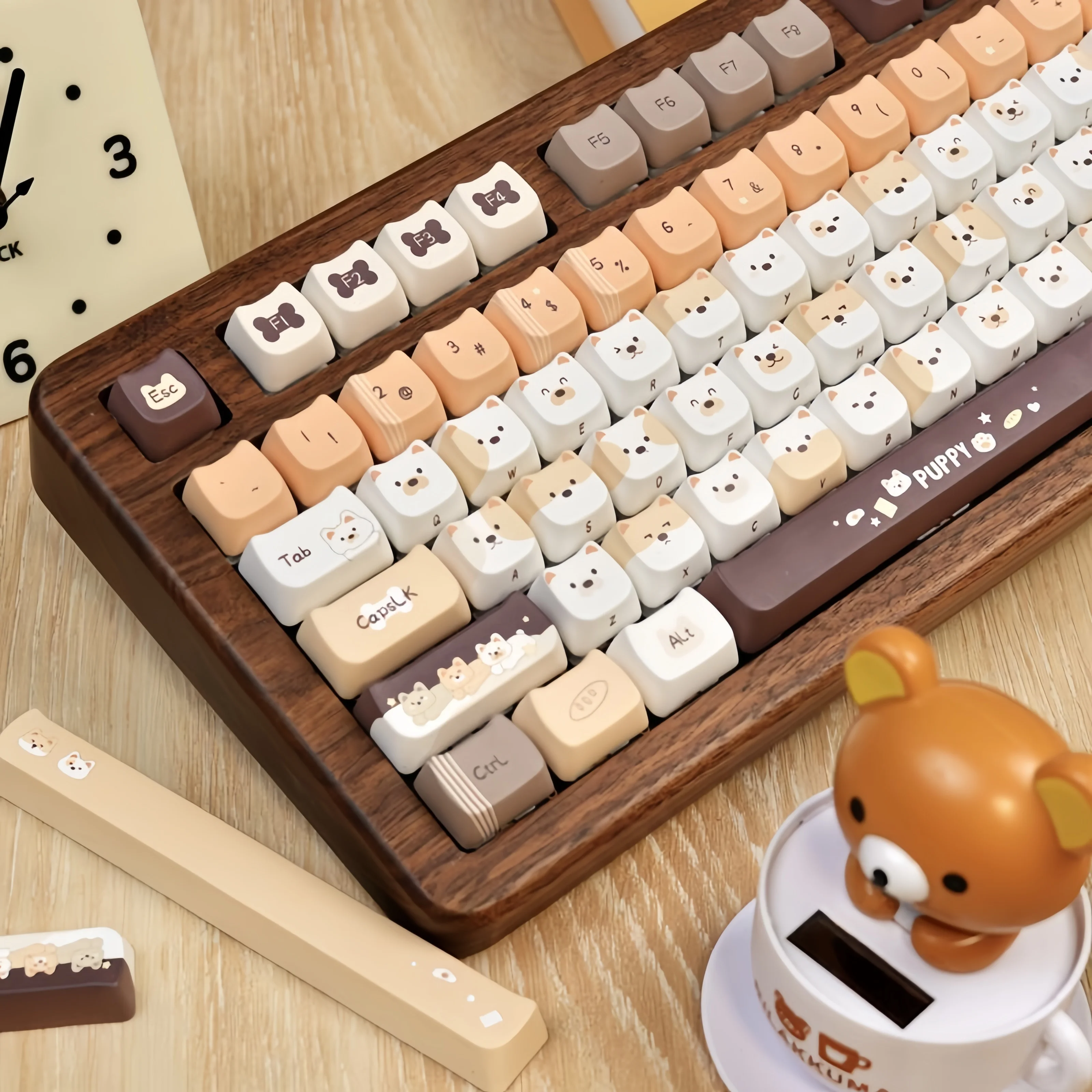 Lindo cachorro MAO perfil personalizado Keycap 130 teclas conjunto cinco teclas PBT de sublimación de tinte lateral para teclado mecánico MX Switch