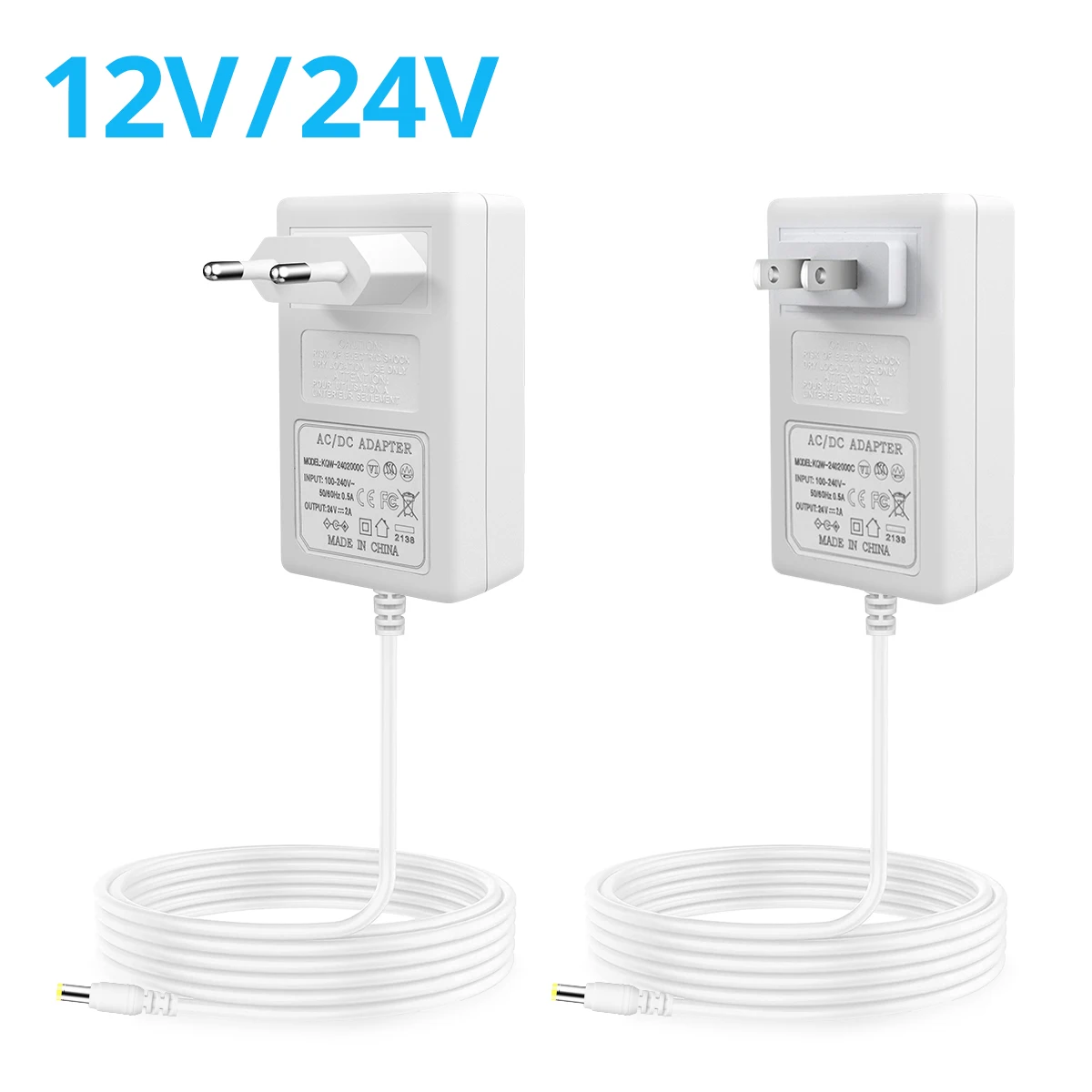 Fuente de alimentación de luz LED 2A 3A Transformador de iluminación Adaptador de corriente de calidad estable Entrada de enchufe UE/EE. UU. 85-265 V; Salida DC12V/24V - imagen 2