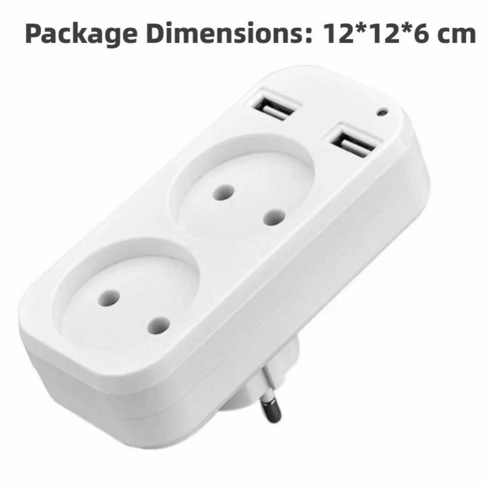 Enchufe europeo, toma de corriente CA, adaptador de enchufe USB, doble enchufe con 2 puertos USB, carga rápida, adaptador Protector contra sobretensiones para el hogar y la Oficina - imagen 3