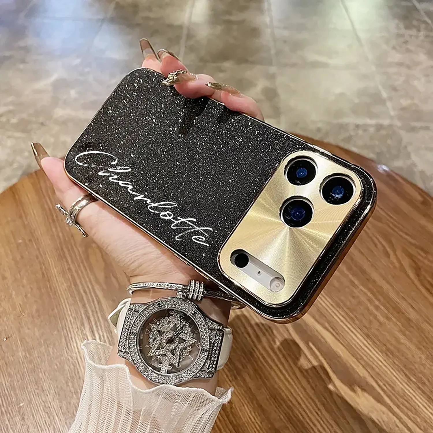 Funda personalizada para teléfono con purpurina de diamante y nombre DIY, compatible con Iphone 17 16 15 14 13Pro Max, 17 Air y 17Pro, 17.