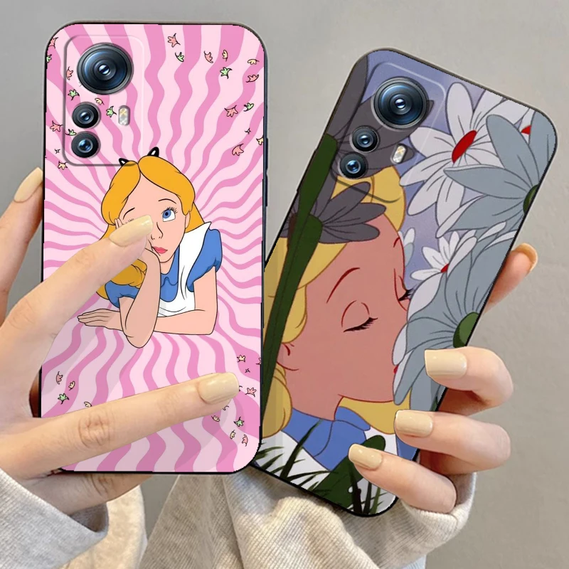 Disney Alicia en el país de las maravillas para Xiaomi Mi 14 13T 13 12T 12 11T 11i 11 10T 10 Pro Lite Ultra 5G, Funda negra para teléfono - imagen 2