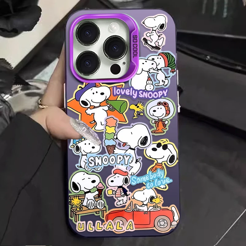 Preciosa funda de teléfono chapada S-Snoopy a la moda para iPhone 17 Air 16 15 11 12 14 13 Pro Max XS X XR Plus 8 7 SE 2020 cubierta a prueba de golpes