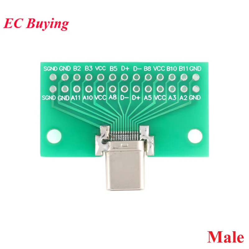Adaptador de placa PCB de prueba USB 3,1, tipo C macho a hembra, conector tipo C 24P de 2,54mm para transferencia de Cable de línea de datos - imagen 5
