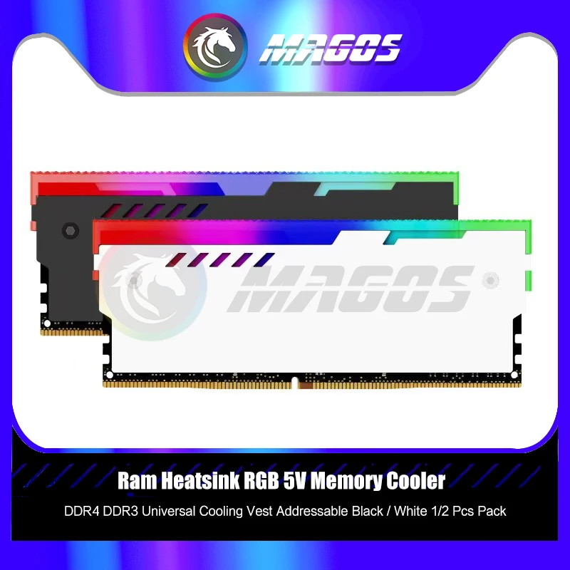 Disipador de calor de Ram RGB, 5V, Enfriador de memoria DDR4 DDR3, chaleco de refrigeración Universal, direccionable, negro/blanco, paquete de 2 piezas - imagen 2