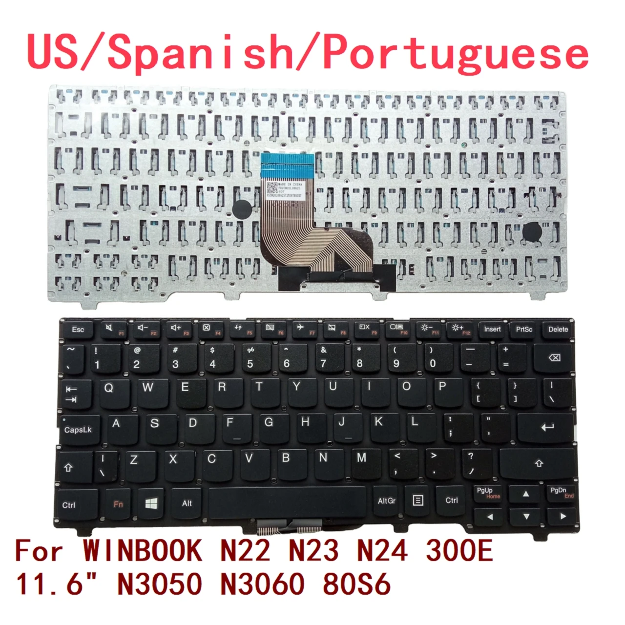 Nuevo teclado de ordenador portátil portugués español de EE. UU. para Lenovo WINBOOK N22 N23 N24 300E 11,6 "N3050 N3060 80S6 reemplazo de ordenador portátil