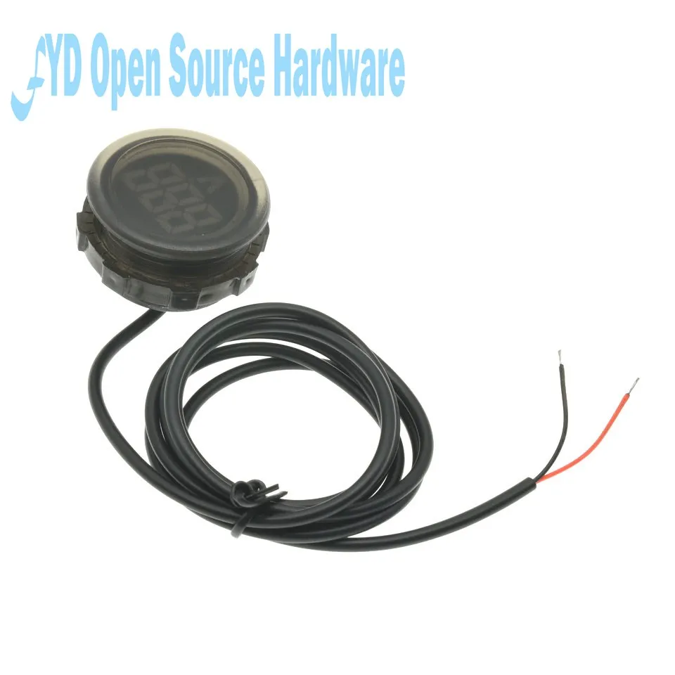 Voltímetro redondo resistente al agua, pantalla Digital LED DC DC4-100V vehículo eléctrico Universal de dos cables, cabezal de pantalla Digital - imagen 3