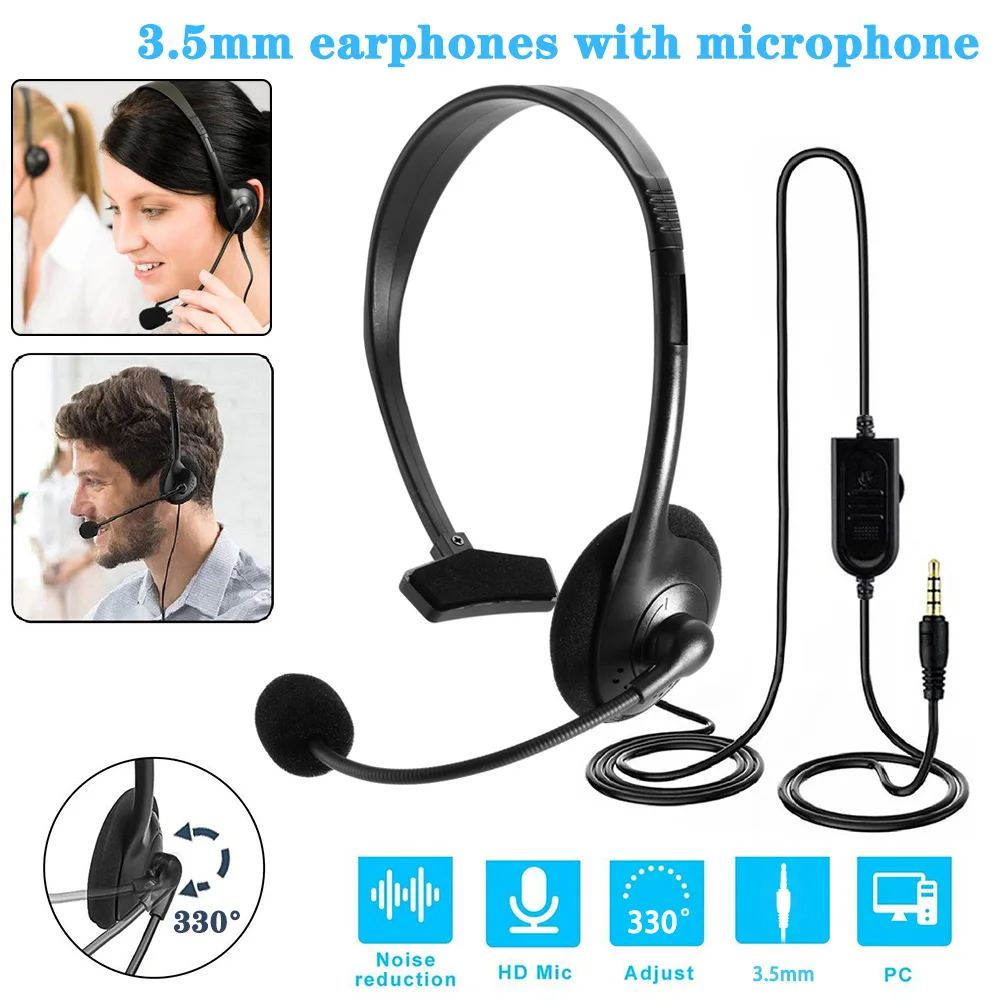Auriculares con cable para centro de llamadas, audífonos de una sola cara con micrófono y cancelación de ruido para llamadas claras, para PC, ordenador y portátil