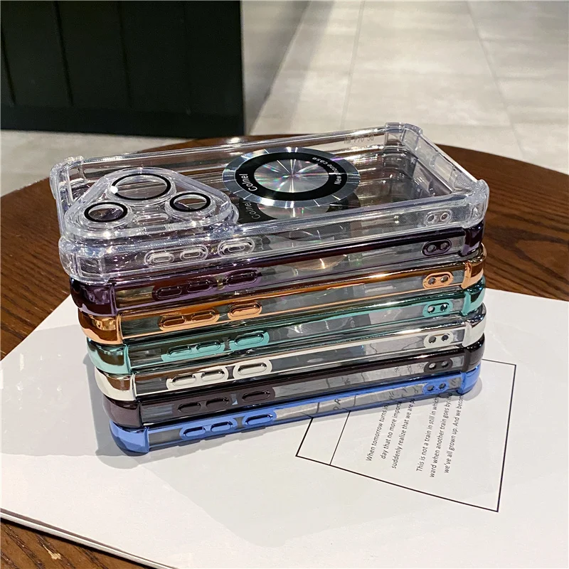 Funda de teléfono de carga inalámbrica Magsafe de lujo para Huawei Pura 70 Ultra P50 P40 P30 Pura70 Pro Plus cubierta de parachoques transparente - imagen 3