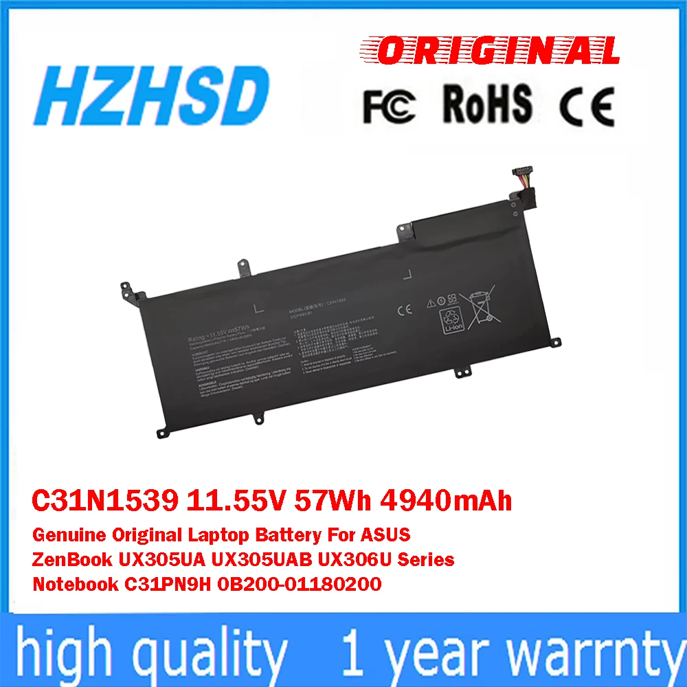 C31N1539 11,55 V 57Wh 4940mAh batería Original y genuina para ordenador portátil ASUS ZenBook UX305UA UX305UAB UX306U Series Notebook C31PN9H