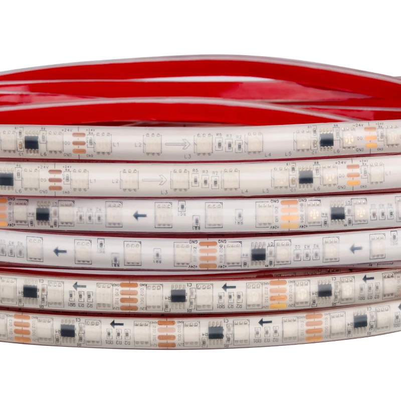 Tira de luces LED RGB SPI de píxeles IP67 resistente al agua para decoración del hogar DC 12V/24V 60LED/m cinta de luces LED flexibles Color de sueño igual con WS2811 - imagen 2