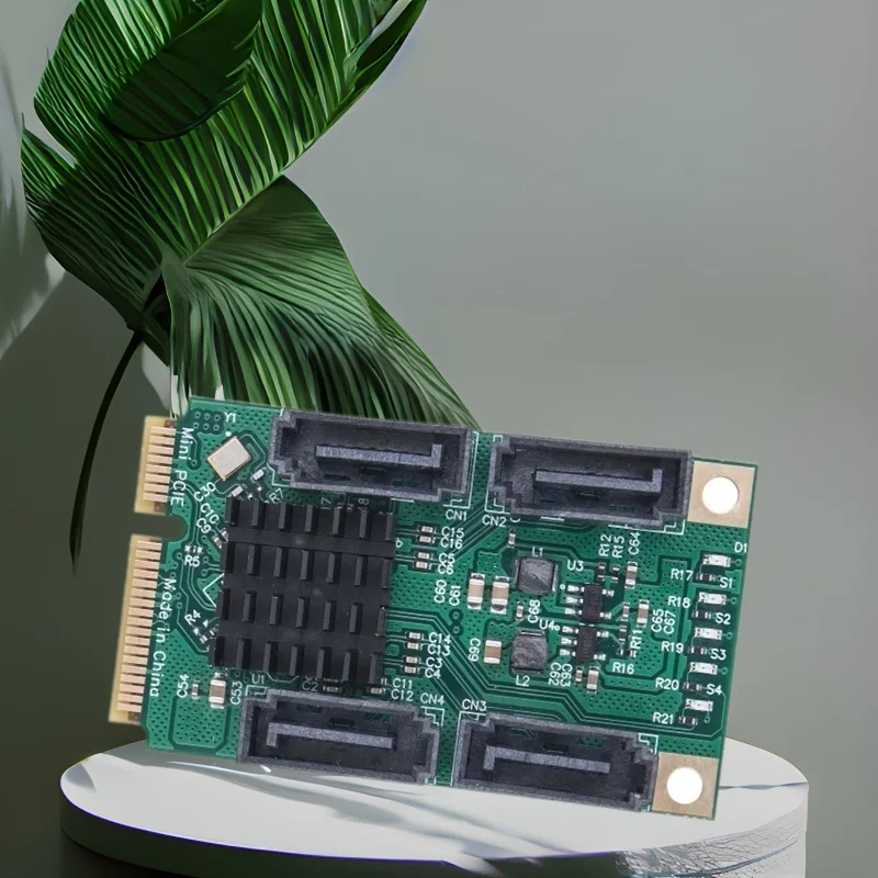 Mini PCIE a 4 puertos SATA tarjeta de expansión Riser SATA 3,0 adaptador de altura completa MPCI-E a Quad SATA HDD interfaz tarjeta adaptadora para PC