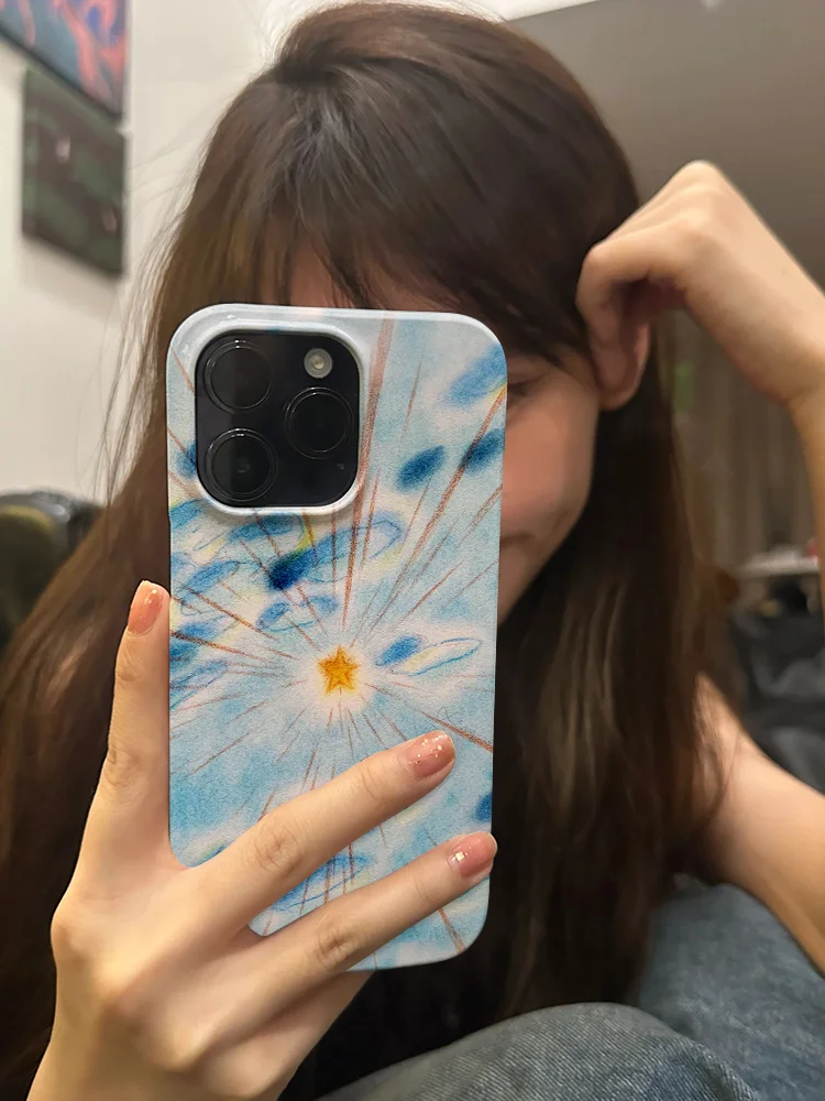 Funda de teléfono INS para iPhone 16 15 14 13 12 11 Pro Max XS XR XSMax 6 7 8 Plus, cubierta dura HD brillante para PC, cubierta de estrellas radiantes coreanas - imagen 5