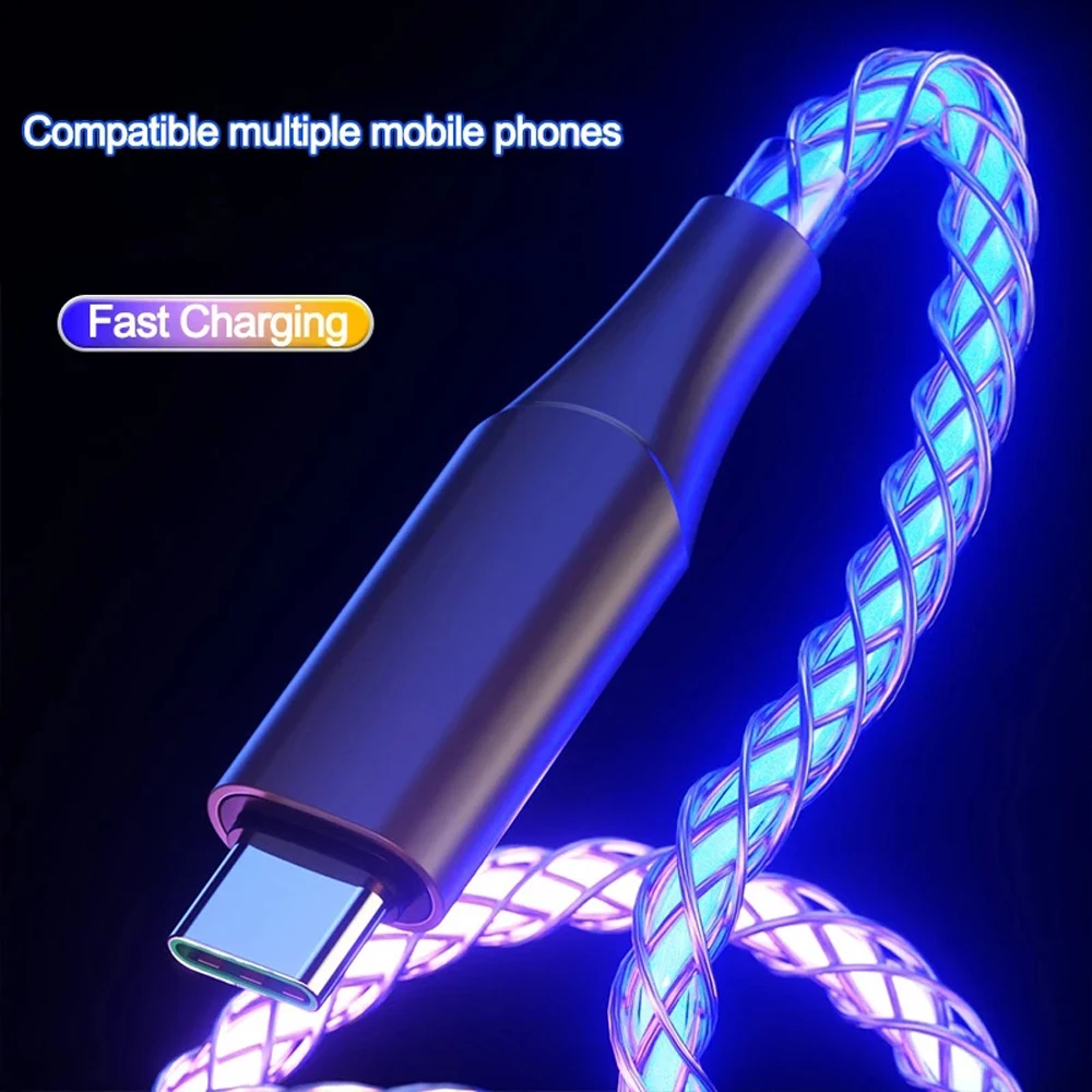Cable de carga rápida 3 en 1 66W 6A luz RGB USB tipo C Micro Cable de datos para iPhone 14 Pro Max Xiaomi Redmi 13 Oneplus 12 POCO X6 - imagen 5