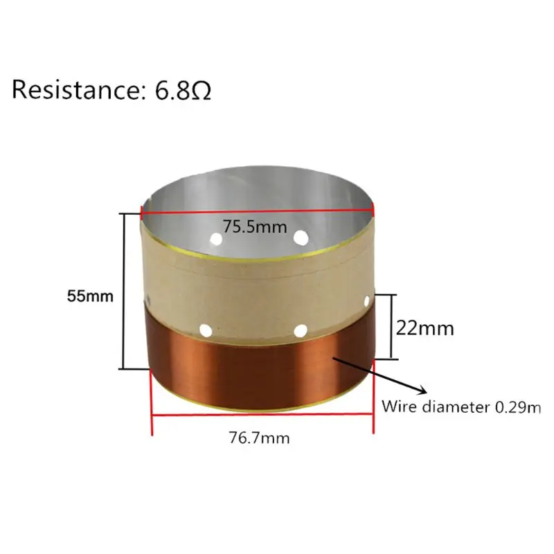 1 par altavoces 75,5 MM, bobina voz salida sonido aluminio blanco para Subwoof - imagen 5