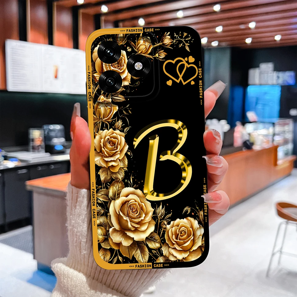 Para Honor X5C X5B Plus X5 4G Funda de teléfono moda letras florales suave Funda de silicona líquida para Honor X 5c Funda a prueba de golpes - imagen 5