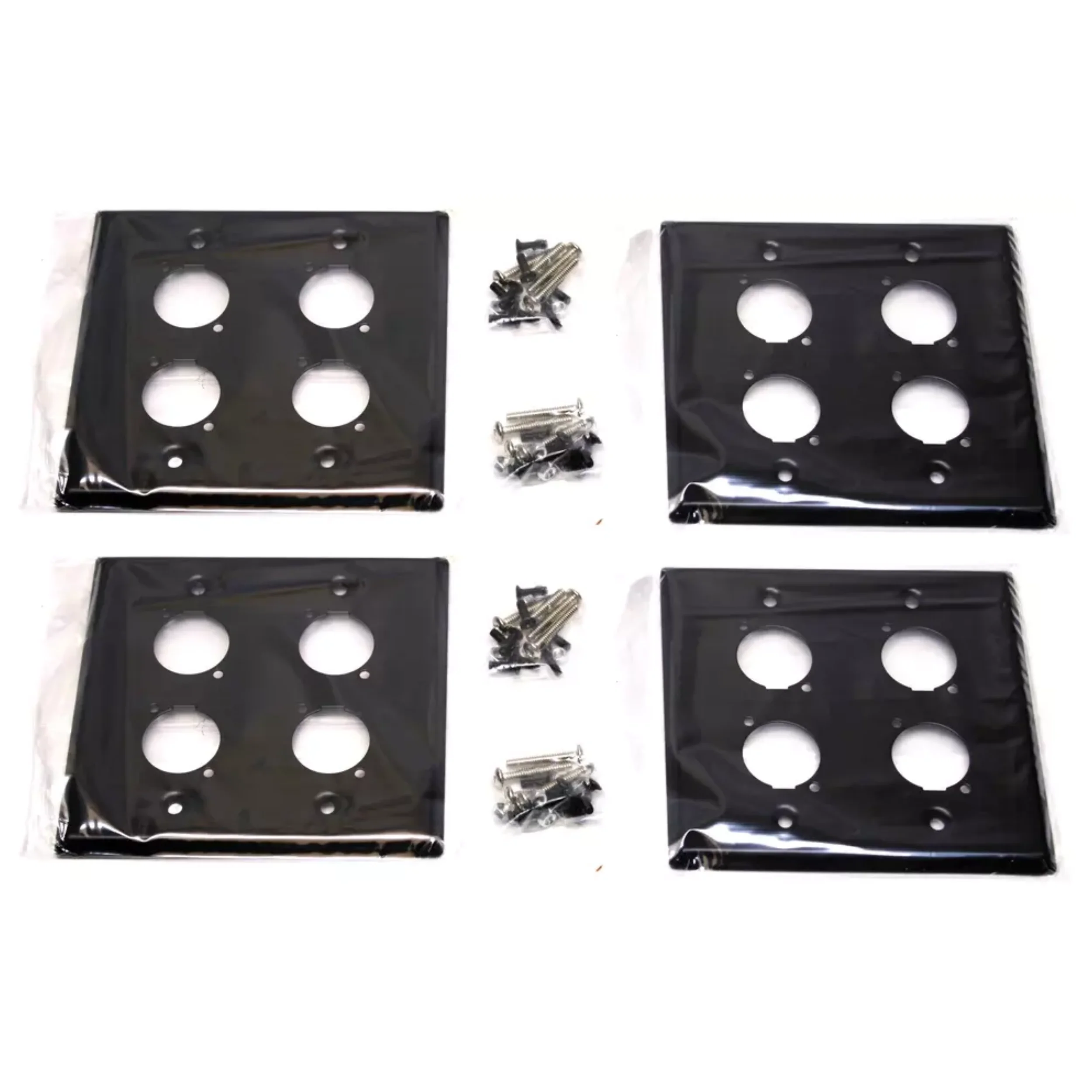 (4) de doble banda cuatro placas de pared en blanco, cuatro XLR macho/hembra "D", acero negro - imagen 3