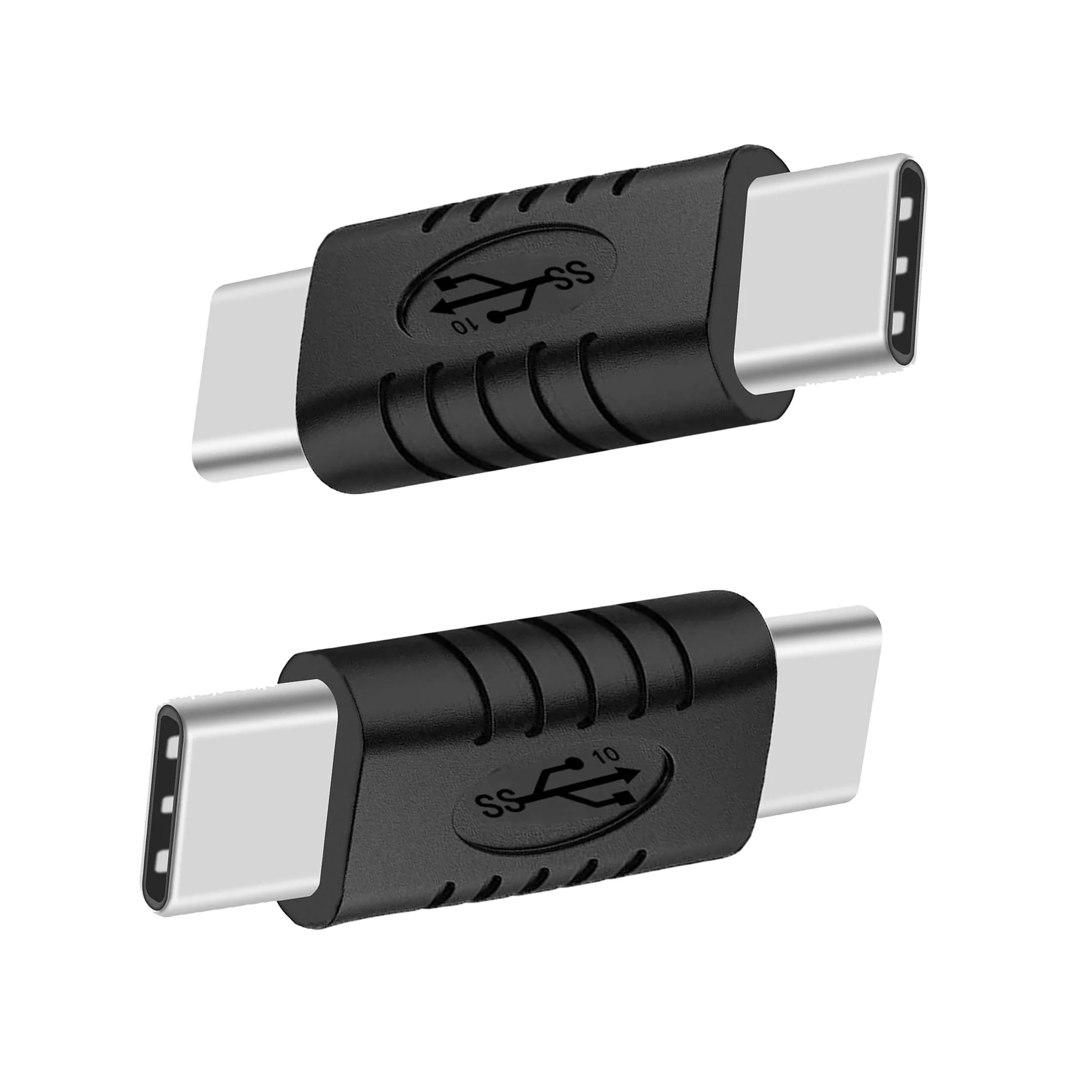 Adaptador USB C macho a macho, extensor de conector tipo C de 2 paquetes, carga PD de 60W, vídeo 4K, transferencia de datos de 10Gbps para ordenadores portátiles, teléfono