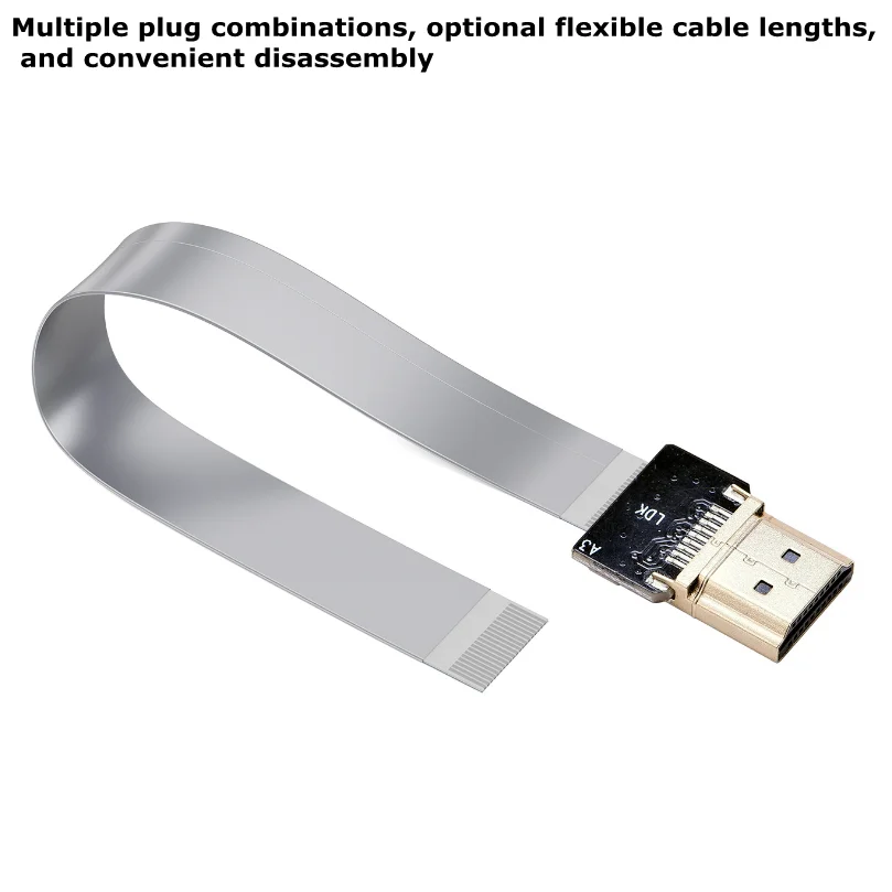 FPV Micro HDMI compatible con conector de 90 grados FPC Flexible plano Mini Cable de cinta HD FFC 20 pines para Drone Gopro DSLR Kit de cardán - imagen 5