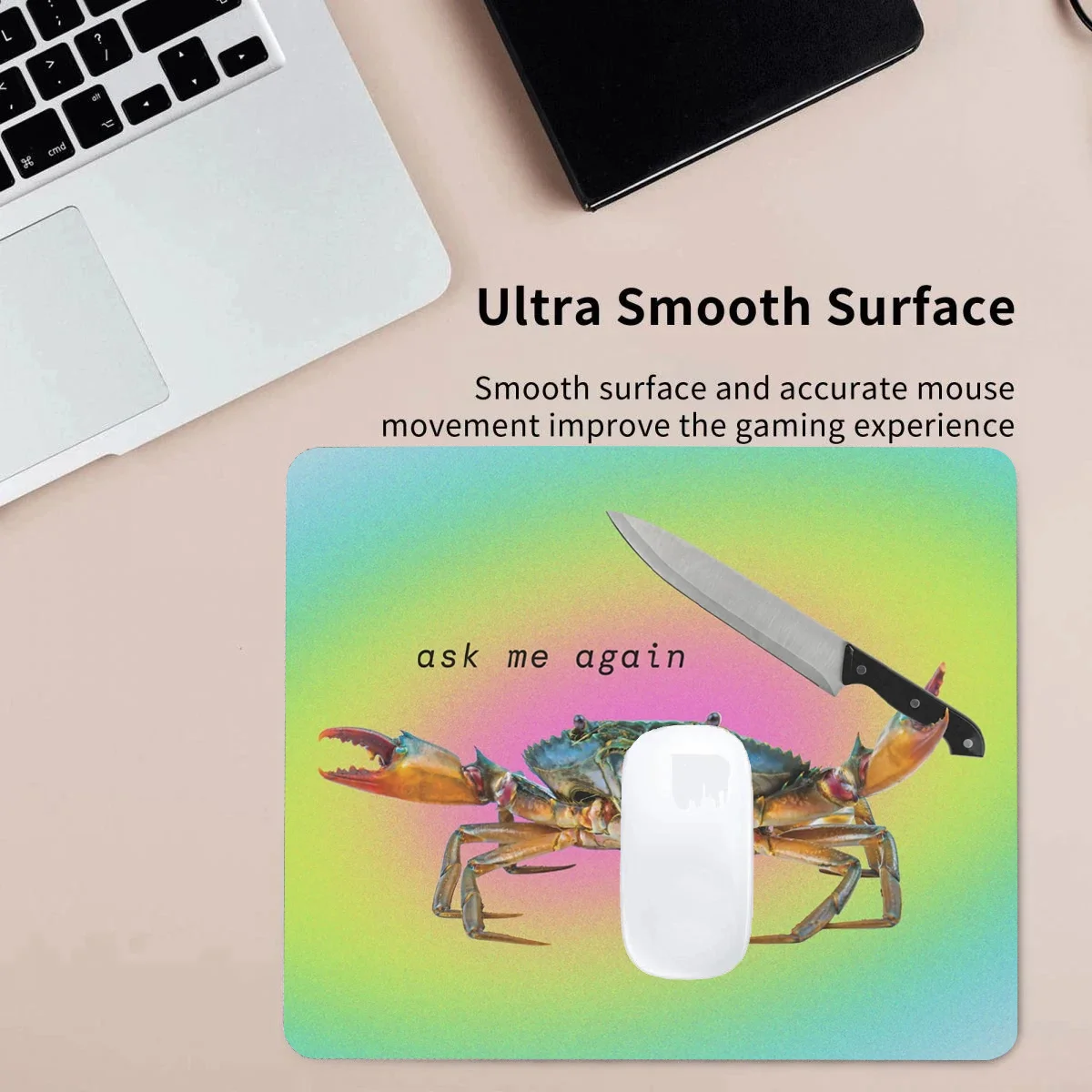 Alfombrilla de escritorio divertida y creativa de cangrejo para Gamer, alfombrilla para ratón de Anime pequeño mona para ordenador de juegos, alfombrilla antideslizante, cojín para teclado, alfombra de oficina para PC - imagen 3