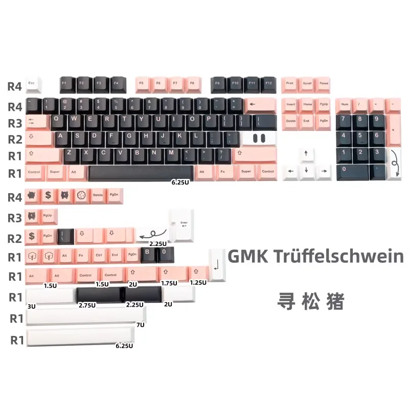 GMK Trüffelschwein teclas 140 teclas Material PBT perfil Cherry DYE-SUB para teclado mecánico MX Switch 61/68/75/84/87/98/104