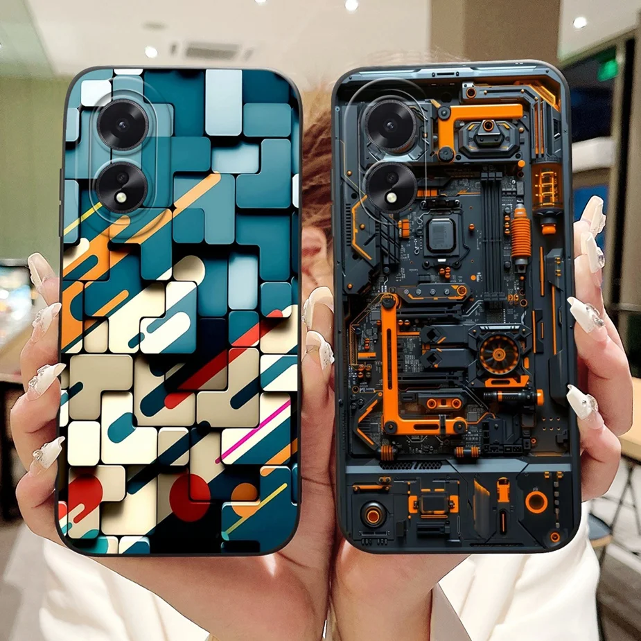 Para Oppo A38 funda OppoA18 CPH2591 cubierta pintada de caramelo de lujo carcasa protectora para cámaras completas para Oppo A18 A 38 funda OppoA38 Fundas - imagen 4