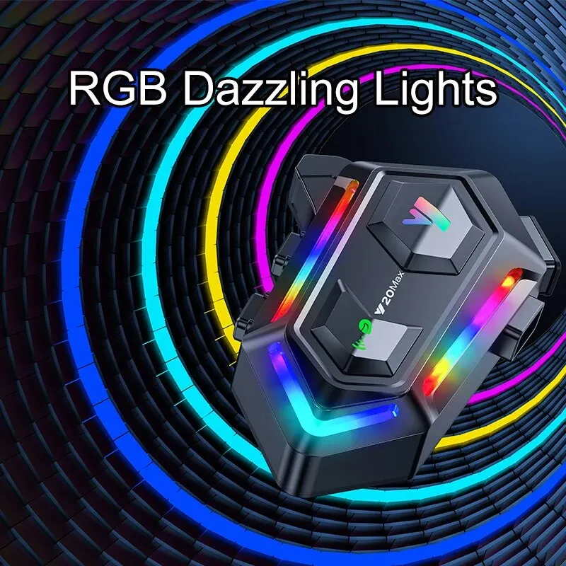 Y20 MAX-intercomunicador con Bluetooth para casco de motocicleta, intercomunicador con luz RGB colorida, efecto mezclador V5.3, batería de 1000mAh, resistente al agua IPX6 - imagen 4