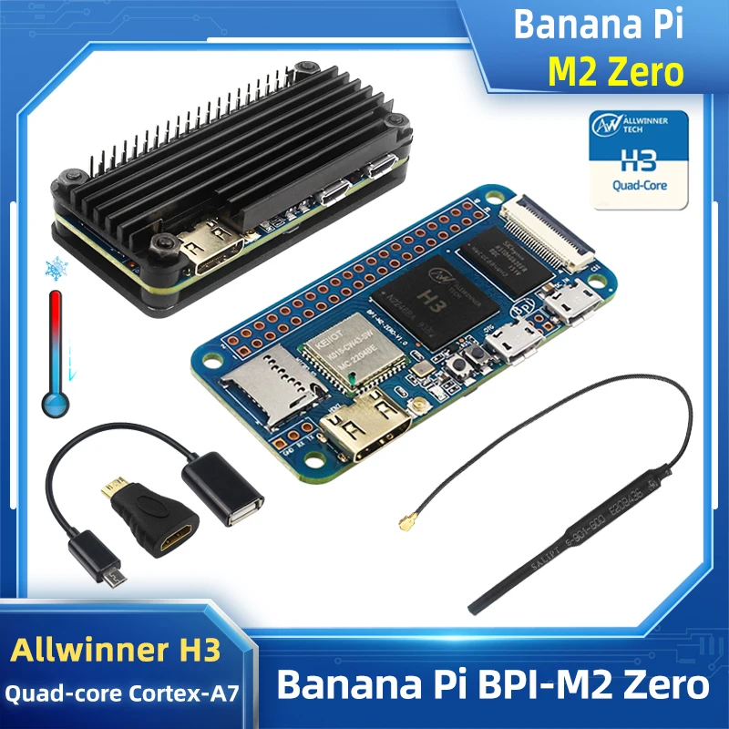 Banana Pi M2 Zero BPI-M2 Zero Alliwnner H3 Cortex-A7 WIFI y BT Mismo tamaño que Raspberry Pi Zero 2 W Fuente de alimentación de caja opcional