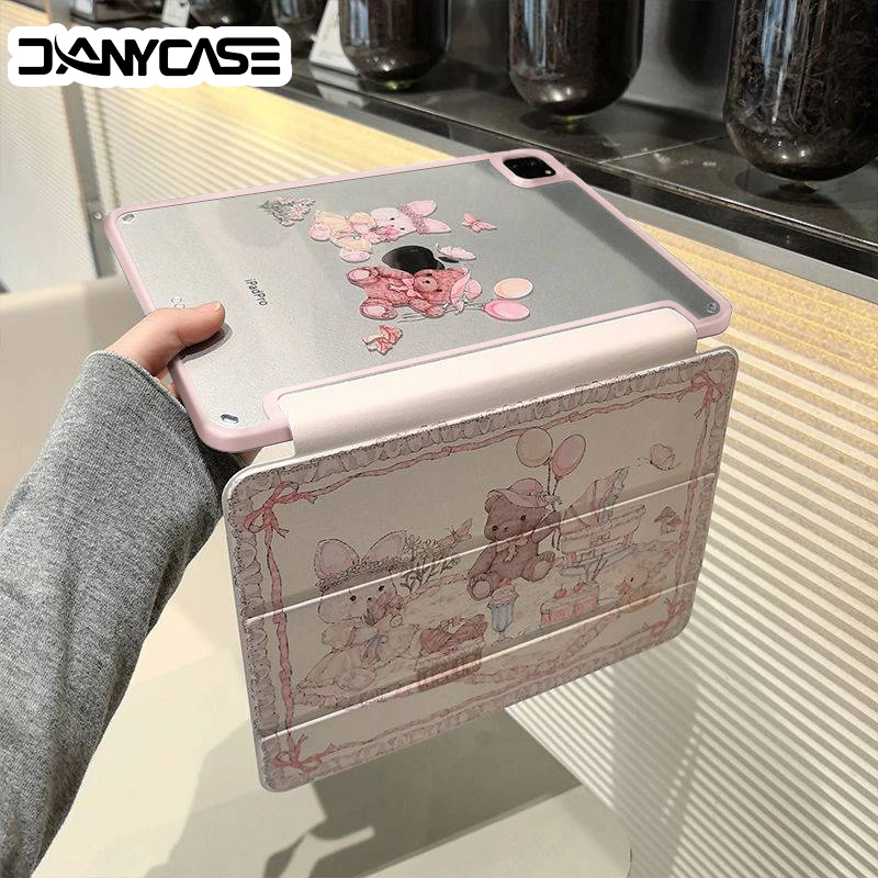 Para iPad 10th Gen funda 3 plegable Track cubierta transparente para Air 4 5 6 10,9 pulgadas 11 pulgadas 13 pulgadas para Air 2 9,7 Pro 11 12,9 13 Mini 6 7 funda