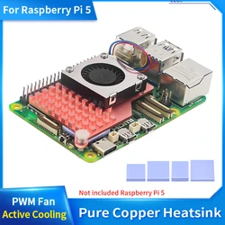 Disipador de Calor Raspberry Pi 5 Cobre Puro con Ventilador Activo