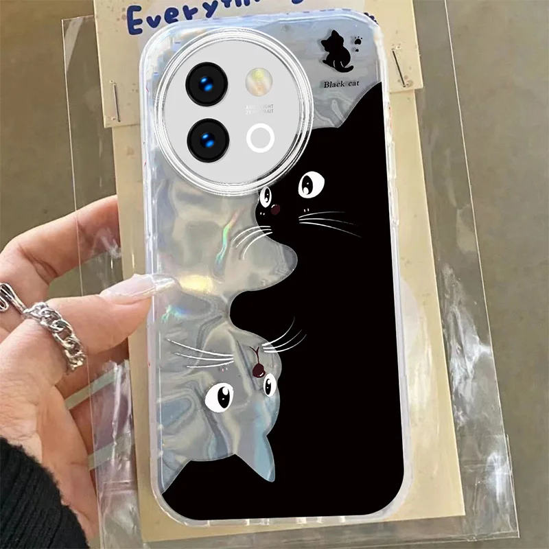 Funda con forma de flor de gato para Vivo V29 V40 Lite Y78 Y58 Y38 Y56 5G, funda para teléfono de PC con estampado gráfico bonito y colorido a la moda - imagen 2