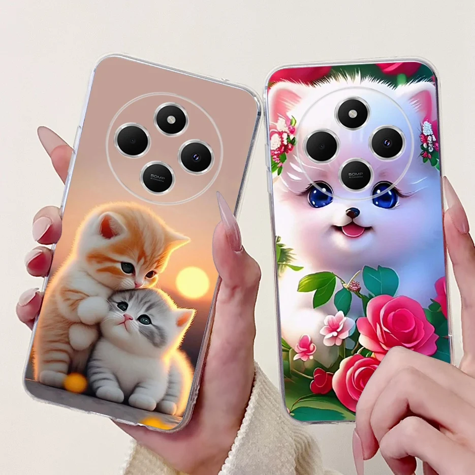 Para Xiaomi Redmi 14C funda bonita de gato de dibujos animados cubierta pintada funda de silicona suave para Xiaomi Poco C75 PocoC75 Redmi14C bolsas de cubierta trasera - imagen 4