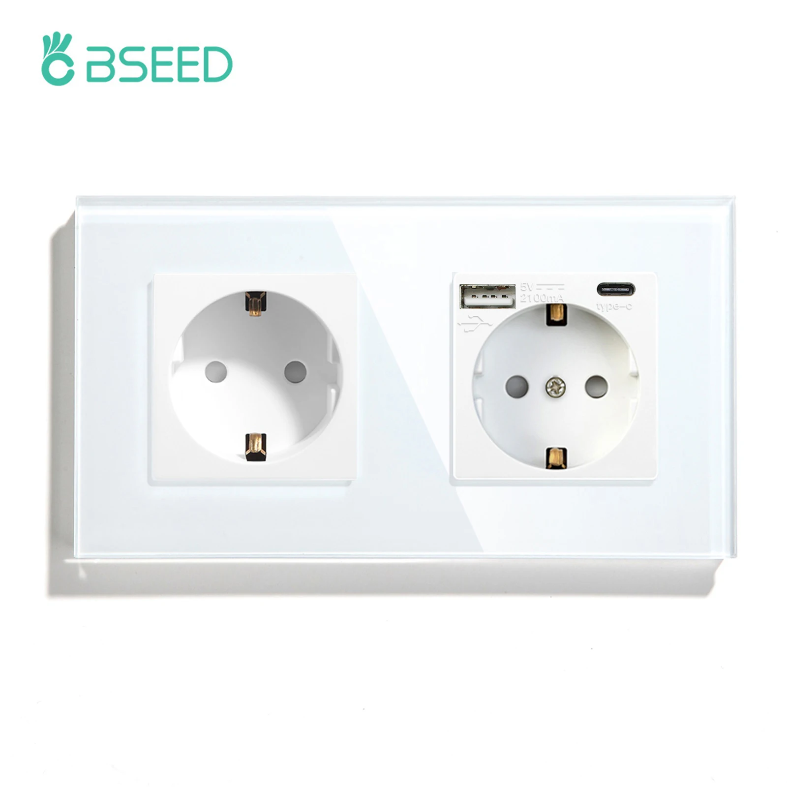 Enchufes estándar de la UE BSEED, enchufe de pared individual, enchufe de doble marco con tomas USB, Panel de vidrio, enchufes Triples tipo C para el hogar - imagen 2