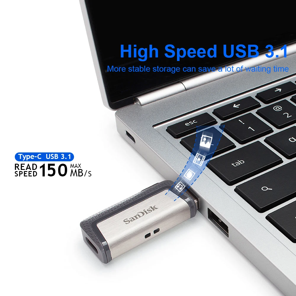 SanDisk Dual USB tipo C y tipo A unidad Flash SDDDC2 Pen Drive 64GB 128GB 256GB Memory Stick para teléfono inteligente tableta portátil PC - imagen 4