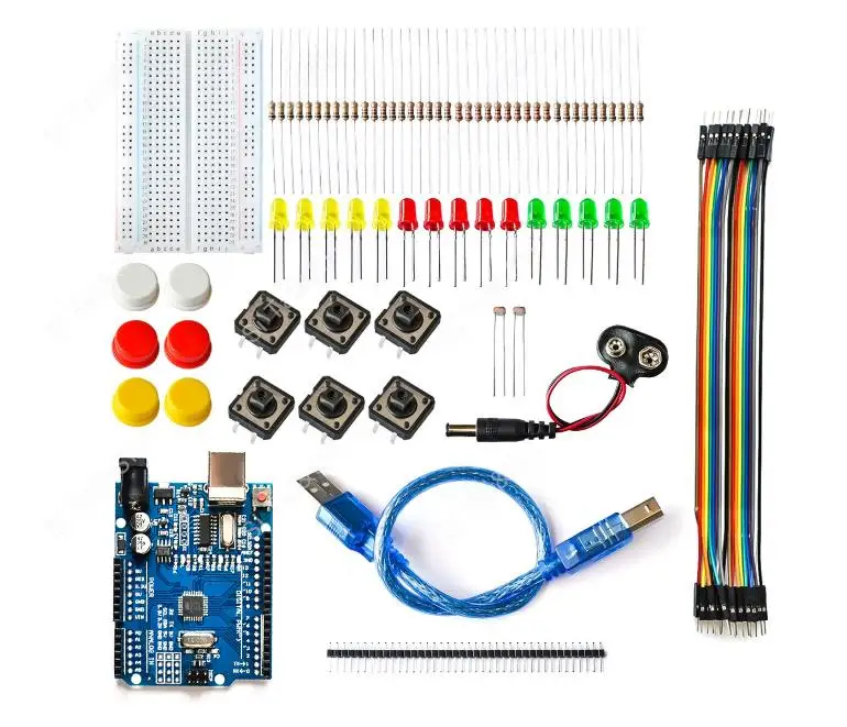 Kit de inicio nuevo y Original SX para UNO R3, Mini placa de pruebas, botón de cable de puente LED para Arduino, Kit Diy, laboratorio de educación escolar