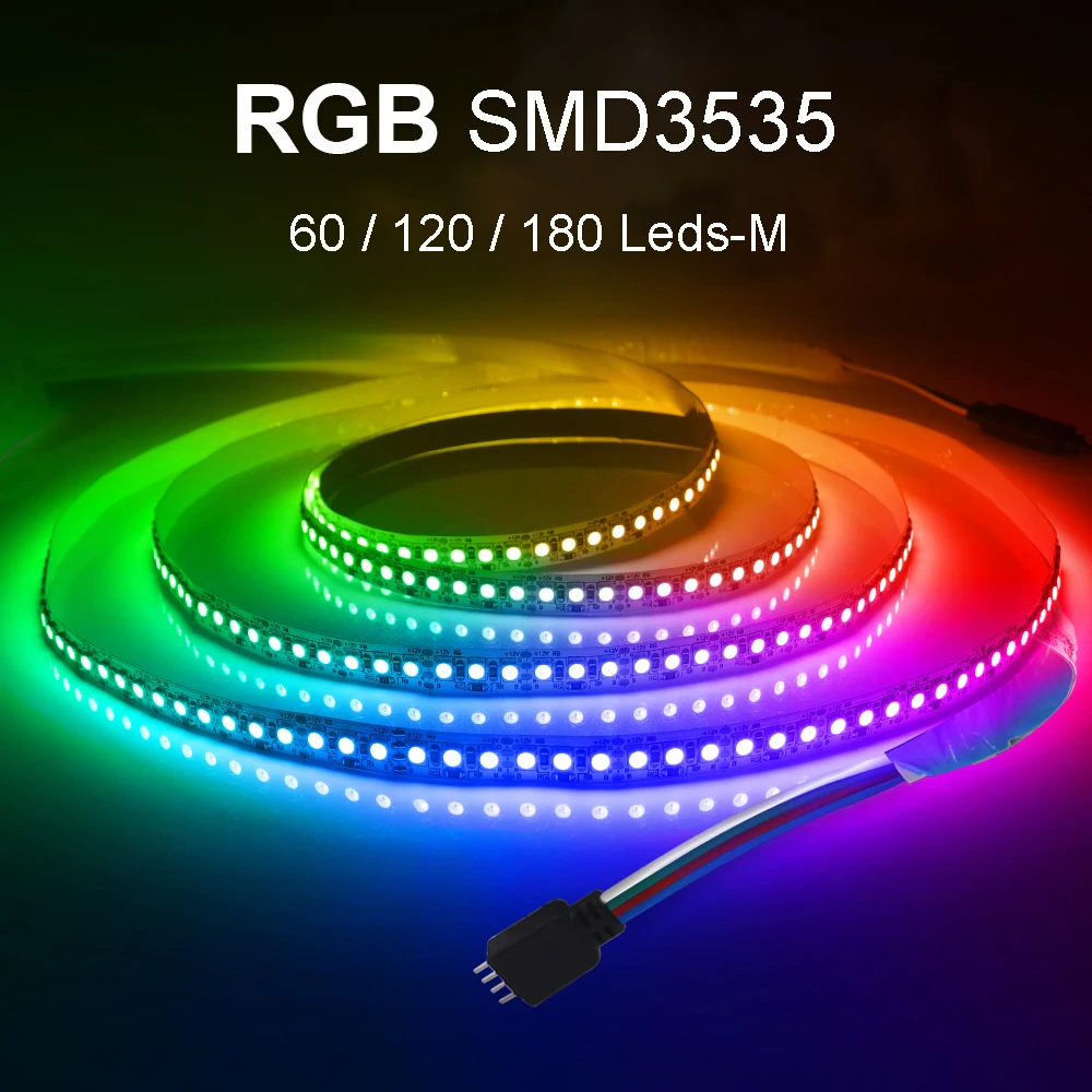 5m 3535SMD 5mm 8mm 10mm de ancho PCB 60LEDs/m 120LEDs/m 180LEDs/m RGB tira de LED Color cambiable 12V DC cinta LED Flexible IP21/IP67