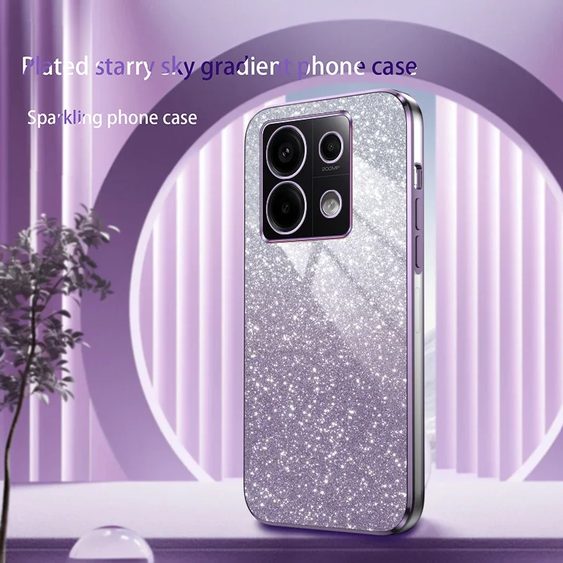 Funda de silicona chapada con purpurina brillante de lujo para Xiaomi Redmi Note 13 Pro Plus 13X 13C 4G 5G lente de cámara funda trasera suave Coque - imagen 3