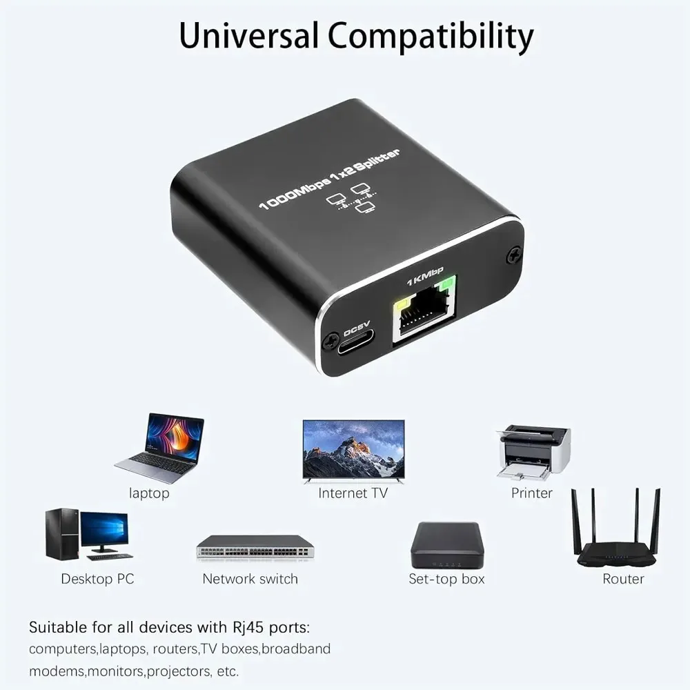 Kebidumei-conmutador Ethernet de 1000Mbps, divisor Rj45, adaptador de extensión LAN Gigabit, conector de red de 1 a 2 para enrutador de TV portátil - imagen 5