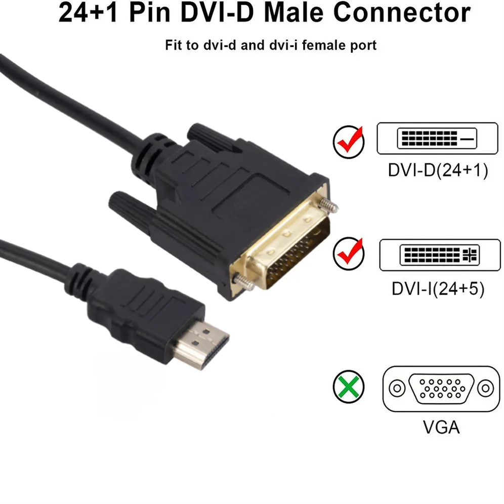 Cable adaptador HDMI bidireccional compatible con DVI, 4K, macho, 24 + 1 DVI-D a macho, Cable HDMI de alta velocidad para PS4/3, TV BOX, DVD, XBOX - imagen 3