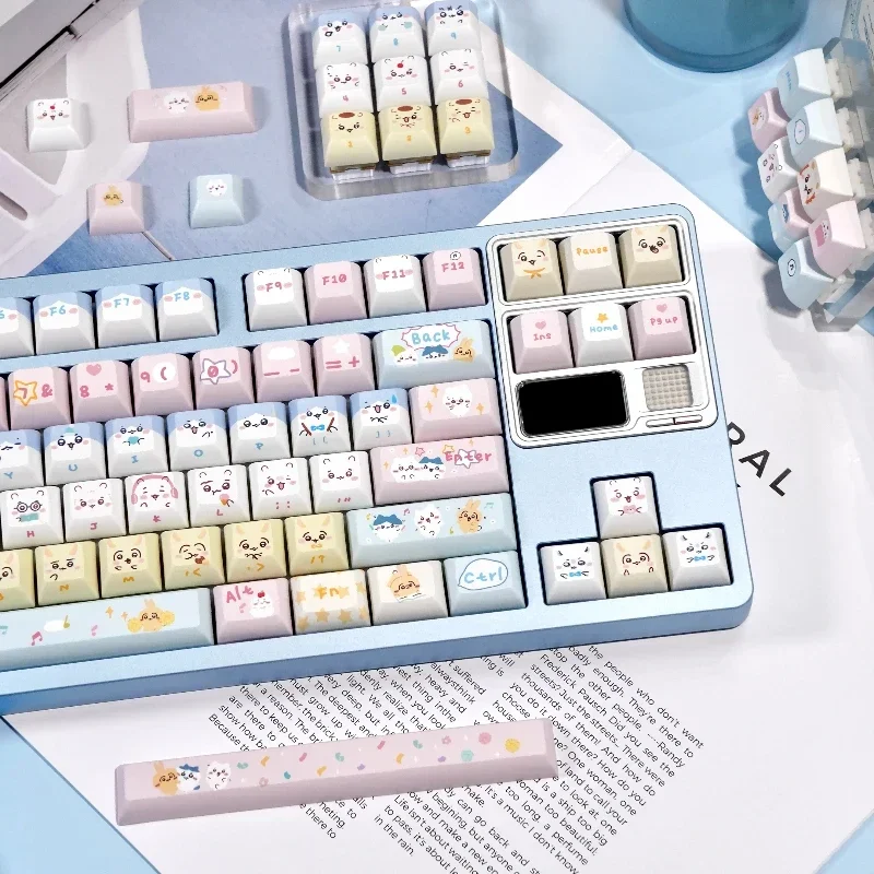 Teclas temáticas Kawaii personalizadas, perfil PBT Kca, bonitas teclas de dibujos animados de Anime, teclas de punto de sublimación de tinte para diseño de teclado para juegos - imagen 4